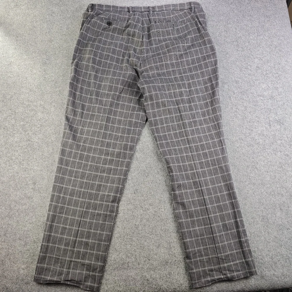 Banana Republic Pants Mens 36x30 Gray Windowpane Plaid Linen Blend Slim Fit
